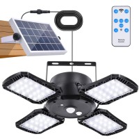 Indoor Solar Lights For Home Shed With Motion Sensor, 1000Lm 128 Led Solar Pendant Light, Barn Light, Gazebo Light, 4-Leaf 120 Adjustable Solar Powered Shed Light For The Home And Interior Spaces