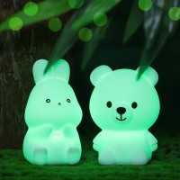 Loveruis Cute Bear Bunny Night Light Kid Lamp Nightlight For Children Birthday Halloween Christmas Gift With 7 Colors Changing