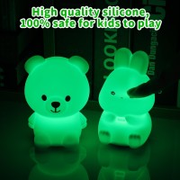 Loveruis Cute Bear Bunny Night Light Kid Lamp Nightlight For Children Birthday Halloween Christmas Gift With 7 Colors Changing