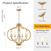 25.7'' Farmhouse Light Fixtures Chandelier 5-Light Rustic Vintage Metal Chandelier Flush Mount Ceiling Light Chandelier Adjustable Height Dining Light Living Room Lighting Kitchen Chandelier