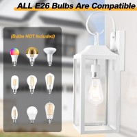 Yolsunes Large Size Outdoor Wall Lights 1 Pack 19 Inch Matte White Exterior Light Fixture With Clear Glass Shade Waterproof Fr