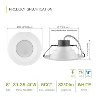 Asd 8 Inch Commercial Canless Led Downlight Nonic Higher Efficiency Power Adjustable 303540W Lighting Round Dimmable Recess