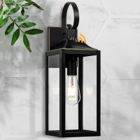 Yolsunes Large Dusk To Dawn Outdoor Wall Light 19 Black Outside Farmhouse Wall Sconce Industrial Wall Mount Light Fixture W