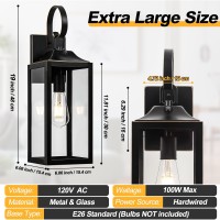 Yolsunes Large Dusk To Dawn Outdoor Wall Light 19 Black Outside Farmhouse Wall Sconce Industrial Wall Mount Light Fixture W