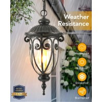 Vianis Outdoor Pendant Light Lantern Farmhouse Outdoor Chandelier Vintage Outdoor Hanging Lights With Seed Glass Brown Outdoo