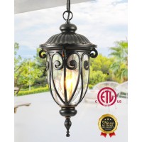 Vianis Outdoor Pendant Light Lantern Farmhouse Outdoor Chandelier Vintage Outdoor Hanging Lights With Seed Glass Brown Outdoo