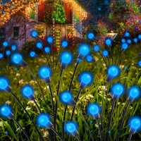 Solar Garden Lights, 4 Pack 8Led Solar Outdoor Lights New Upgraded Solar Swaying Light Sway By Wind, Solar Powered Firefly Lights Decorative Waterproof For Pathway Yard Patio Landscape Party(Blue)