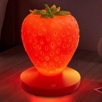 Wlhong Strawberry Night Light Cute Silicone Strawberry Lights Kawaii Room Decor Usb Rechargeable Bedside Lamp 3 Gear Touch Lig