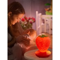 Wlhong Strawberry Night Light Cute Silicone Strawberry Lights Kawaii Room Decor Usb Rechargeable Bedside Lamp 3 Gear Touch Lig