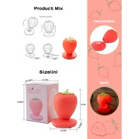 Wlhong Strawberry Night Light Cute Silicone Strawberry Lights Kawaii Room Decor Usb Rechargeable Bedside Lamp 3 Gear Touch Lig