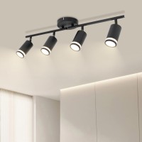 Ketom 4Light Track Lighting Black 4 Way Ceiling Spot Lighting With Rotatable Detachable Gu10 Light Head Flush Mount Moder