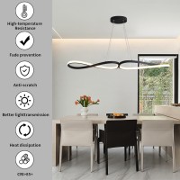 Jsxl Modern App Dimmable Led Pendant Light Stand With Remote Control Creative Ring Design Adjustable Chandelier Hanging Lamp For Bedroom Dining Room Kitchen, 36 Watts/Black