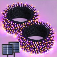 Jmexsuss Orange And Purple Solar Halloween Lights 2 Pack Total 400 Led Solar String Lights Outdoor Waterproof 8 Modes Hallowee