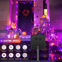 Jmexsuss Orange And Purple Solar Halloween Lights 2 Pack Total 400 Led Solar String Lights Outdoor Waterproof 8 Modes Hallowee