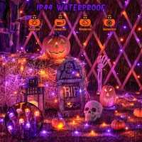 Jmexsuss Orange And Purple Solar Halloween Lights 2 Pack Total 400 Led Solar String Lights Outdoor Waterproof 8 Modes Hallowee