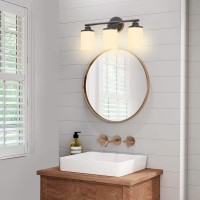 Halialumi Matte Black Bathroom Light Fixtures 3Light Black Vanity Lights Black Bathroom Lights Over Mirror Modern Wall Sconces