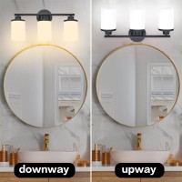 Halialumi Matte Black Bathroom Light Fixtures 3Light Black Vanity Lights Black Bathroom Lights Over Mirror Modern Wall Sconces