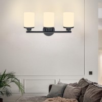 Halialumi Matte Black Bathroom Light Fixtures 3Light Black Vanity Lights Black Bathroom Lights Over Mirror Modern Wall Sconces