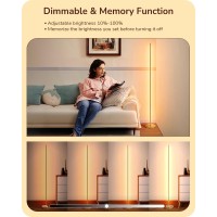 Edishine Led Corner Floor Lamp Modern Slim Dimmable Light Adjustable Height 575 Minimalist Tall Lamp For Living Room Bedr