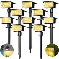 Nipify Solar Spot Lights Outdoor, [ 10 Pack/75 Led/4 Modes ] Solar Spotlights Outdoor Waterproof 2-In-1 Auto On/Off Solar Powered Landscape Lighting For Outside Yard Wall Garden Pathway(Warm White