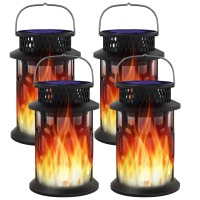 Topmante Solar Lanterns Outdoor Waterproof Flickering Flame Solar Lantern Led Hanging Lanterns Decorative Outdoor Solar Lights For Garden,Patio,Yard,Pathway (4Packs)