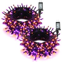 Brizled 2 Pack Purple Orange Halloween Lights 9514Ft 240 Led Halloween Lights String Connectable With Timer 8 Modes Outdoor