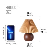 Kunjoulam Small Pleated Table Lamp Modern Bedside Nightstand Lamp With Coffee Lampshade Cute Lamp For Bedroom Living Room Home