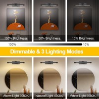 Opmre Modern Led Picture Light Dimmable 126 Black Picture Light Lampshade Can Rotate Up Or Down 270 Degrees 3 Color Temperatu