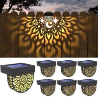 Solar Fence Lights 6 Pack Solar Deck Lights Waterproof Led Solar Powered Step Lights Wall Lights Outdoor Decorations Warm Yellow