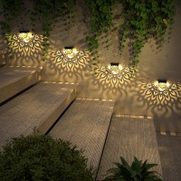 Solar Fence Lights 6 Pack Solar Deck Lights Waterproof Led Solar Powered Step Lights Wall Lights Outdoor Decorations Warm Yellow