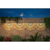 Solar Fence Lights 6 Pack Solar Deck Lights Waterproof Led Solar Powered Step Lights Wall Lights Outdoor Decorations Warm Yellow