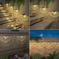 Solar Fence Lights 6 Pack Solar Deck Lights Waterproof Led Solar Powered Step Lights Wall Lights Outdoor Decorations Warm Yellow