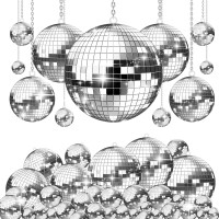 Jspupifip 60 Pcs Mirror Disco Balls Bulk Ornaments Reflective Silver Glass Disco Ball Decorations 70S Disco Themed Party Decor For Graduation Party Decor(1.2Inch,1.97Inch,2.36Inch,3.15Inch)