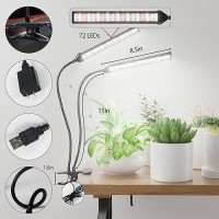 Gooingtop Grow Light Led Gooseneck Lamp 6500K 80W Full Spectrum 144 Led Plant Lamp Clipon Desk For Indoor Plants Growing Lighti