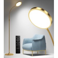 Gold Floor Lamp,Super Bright Dimmable Led Floor Lamps For Living Room, Custom Color Temperature Standing Lamp With Remote Push Button, Adjustable Gooseneck Reading Floor Lamp For Bedroom Office