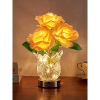 One Fire Flower Lamp Touch Lamp, Dimmable Table Lamp Rose Lamp, Rechargeable Cordless Lamp, Artificial Flower Lamp With Glass Vase, Small Lamp For Bedroom Bedroom Living Room, Birthday Gifts For Her