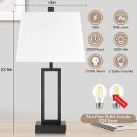 235 Touch Control Table Lamps Set Of 2 Bedside Lamp With 2 Usb Ports Ac Outlet 3Way Dimmable Nightstand Lamp With White