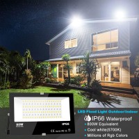 Led Flood Light Outdoor 800W Equivalent 8000Lm Smart Rgb Landscape Lighting With App Control Diy Scenes Timing 5700K Daylig