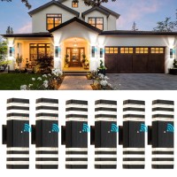 Tewei 6 Pack Outdoor Wall Lights Dusk To Dawn Exterior Light Fixture 3Layer Black Outdoor Lights For House Ip65 Waterproof Up