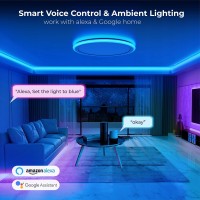 Blnan Smart Rgb Led Flush Mount Ceiling Light 13 Inch 24W Dimmable Color Changing Wired Lamp Fixture With Remote Control Works