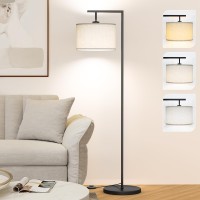 Cnxin Floor Lamp For Living Room With 3 Color Temperatures Standing Lamp With Adjustable Beige Linen Lampshade Tall Lamps For Be