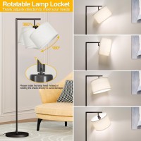 Cnxin Floor Lamp For Living Room With 3 Color Temperatures Standing Lamp With Adjustable Beige Linen Lampshade Tall Lamps For Be