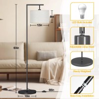 Cnxin Floor Lamp For Living Room With 3 Color Temperatures Standing Lamp With Adjustable Beige Linen Lampshade Tall Lamps For Be