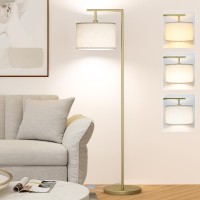 Cnxin Floor Lamp For Living Room With 3 Color Temperatures Standing Lamp With Adjustable Beige Linen Lampshade Tall Lamps For Be