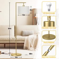 Cnxin Floor Lamp For Living Room With 3 Color Temperatures Standing Lamp With Adjustable Beige Linen Lampshade Tall Lamps For Be