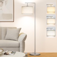 Cnxin Floor Lamp For Living Room With 3 Color Temperatures Standing Lamp With Adjustable Beige Linen Lampshade Tall Lamps For Be