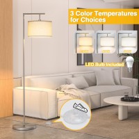 Cnxin Floor Lamp For Living Room With 3 Color Temperatures Standing Lamp With Adjustable Beige Linen Lampshade Tall Lamps For Be