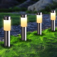 Lomotech 4 Pack Solar Pathway Lights Outdoor Modern Design Waterproof Solar Landscape Lighting Bright Solar Garden Lights For