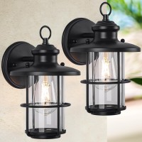 Brilvibera Outdoor Light Fixture 2 Packs, Exterior Waterproof Wall Sconce Light Fixtures, Outdoor Wall Lighting With Clear Glass Shade, Anti-Rust Porch Lights For Outdoor With E26 Base