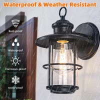 Brilvibera Outdoor Light Fixture 2 Packs, Exterior Waterproof Wall Sconce Light Fixtures, Outdoor Wall Lighting With Clear Glass Shade, Anti-Rust Porch Lights For Outdoor With E26 Base